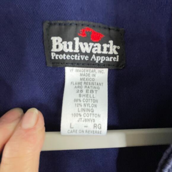 Bulwark Protective Apparel Blue Full Zip Jacket Men's Large FR Flame Resistant - Picture 9 of 15